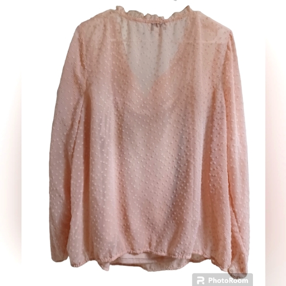 Pink Blouse with Built-in Spaghetti Strap Tank Top Women's 1X - Picture 2 of 14